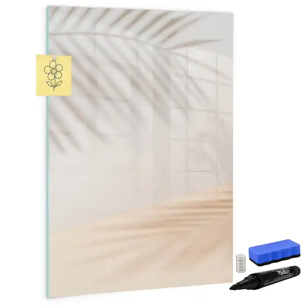 Magnetic writing board with a palm leaf shadow design