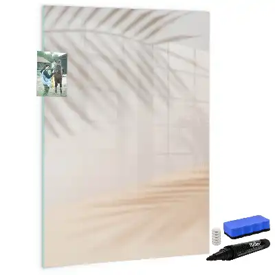 Magnetic writing board with a palm leaf shadow design