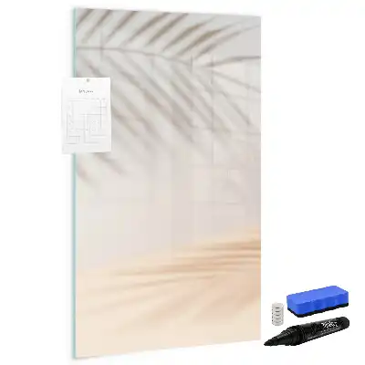 Magnetic writing board with a palm leaf shadow design