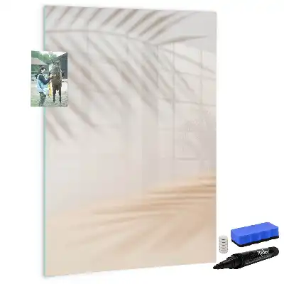 Magnetic writing board with a palm leaf shadow design