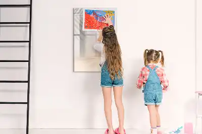 Magnetic writing board with a palm leaf shadow design