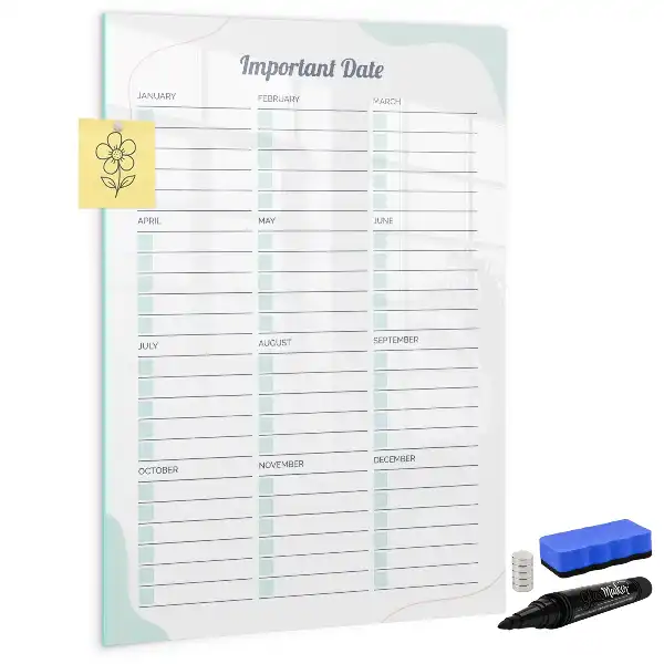 Magnetic dry erase board important dates design