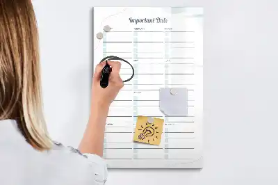 Magnetic dry erase board important dates design