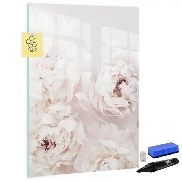 Magnetic dry erase board with peonies design