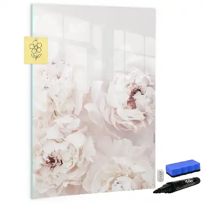 Magnetic dry erase board with peonies design