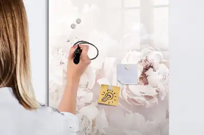 Magnetic dry erase board with peonies design