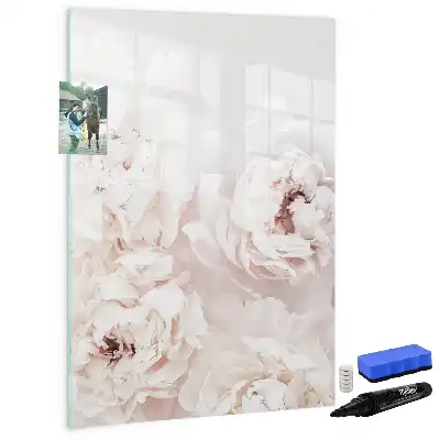 Magnetic dry erase board with peonies design