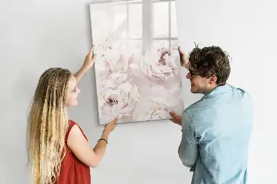 Magnetic dry erase board with peonies design