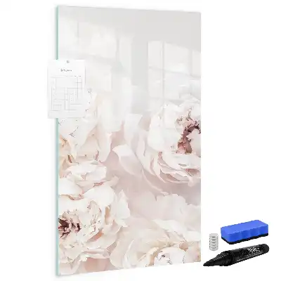 Magnetic dry erase board with peonies design