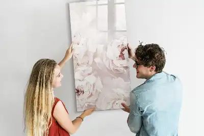 Magnetic dry erase board with peonies design