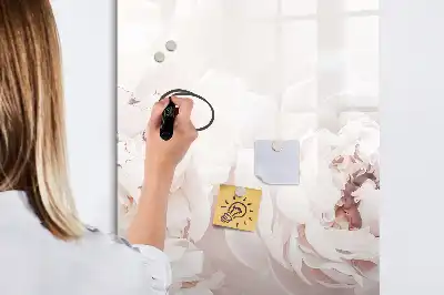 Magnetic dry erase board with peonies design
