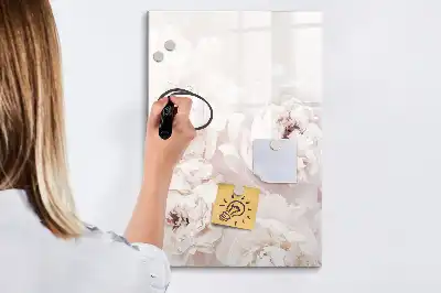 Magnetic dry erase board with peonies design