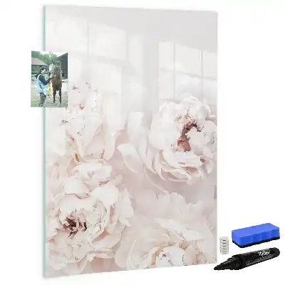 Magnetic dry erase board with peonies design