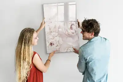 Magnetic dry erase board with peonies design