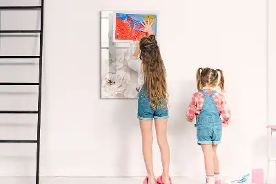 Magnetic dry erase board with peonies design