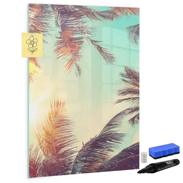 Magnetic writing board tropical palm pattern