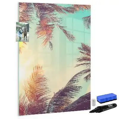 Magnetic writing board tropical palm pattern