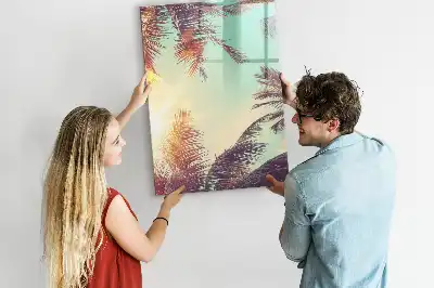 Magnetic writing board tropical palm pattern
