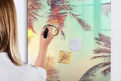Magnetic writing board tropical palm pattern