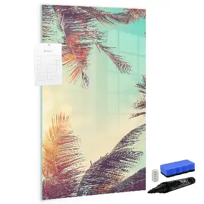 Magnetic writing board tropical palm pattern