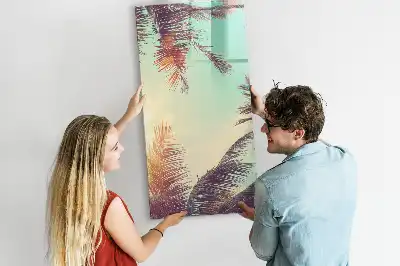Magnetic writing board tropical palm pattern