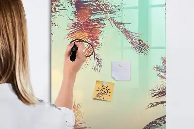 Magnetic writing board tropical palm pattern