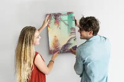 Magnetic writing board tropical palm pattern