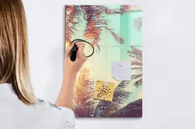 Magnetic writing board tropical palm pattern