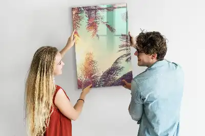 Magnetic writing board tropical palm pattern
