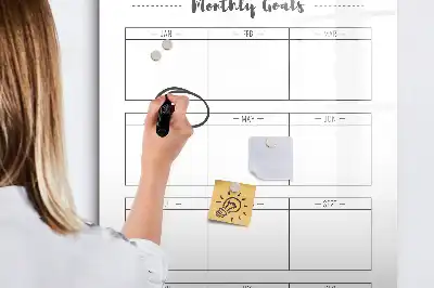 Magnetic dry erase board with monthly goals layout
