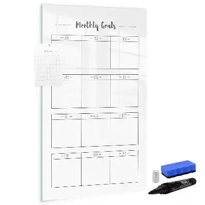 Magnetic dry erase board with monthly goals layout