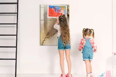 Magnetic writing board glitter marble finish