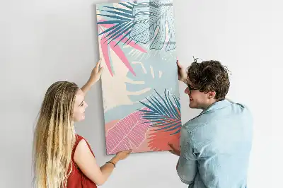 Magnetic dry erase board pastel leaves print
