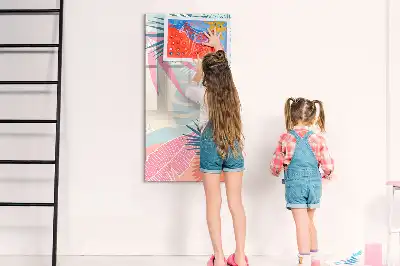 Magnetic dry erase board pastel leaves print