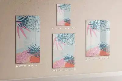 Magnetic dry erase board pastel leaves print
