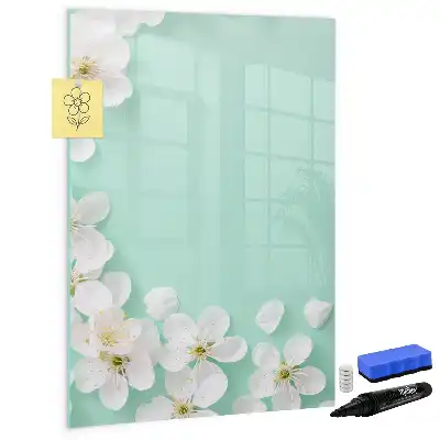 Magnetic dry erase board blooming flowers design
