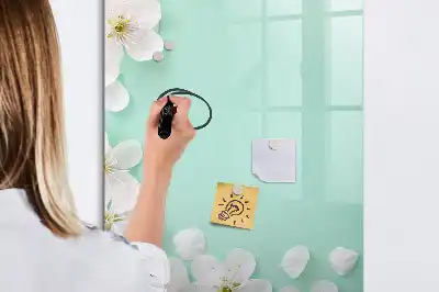 Magnetic dry erase board blooming flowers design