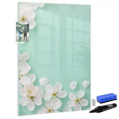 Magnetic dry erase board blooming flowers design