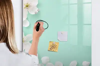 Magnetic dry erase board blooming flowers design