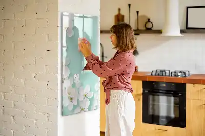 Magnetic dry erase board blooming flowers design