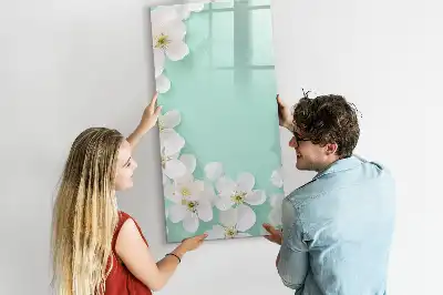 Magnetic dry erase board blooming flowers design