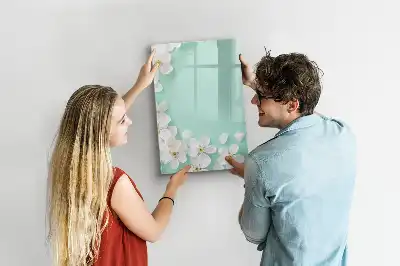 Magnetic dry erase board blooming flowers design