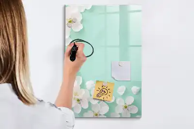 Magnetic dry erase board blooming flowers design