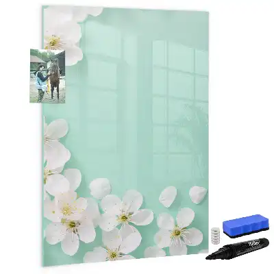 Magnetic dry erase board blooming flowers design