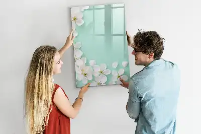 Magnetic dry erase board blooming flowers design