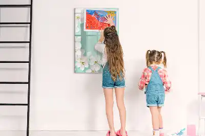 Magnetic dry erase board blooming flowers design