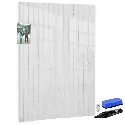 Magnetic dry erase board with natural wood frame