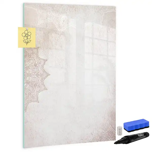 Magnetic writing board with mandala designs