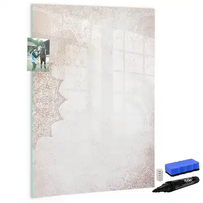 Magnetic writing board with mandala designs