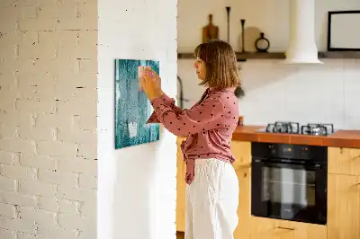 Magnetic dry erase board with a blue wood frame
